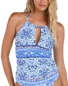 La Blanca Alboran High Neck Keyhole Tankini In Blue