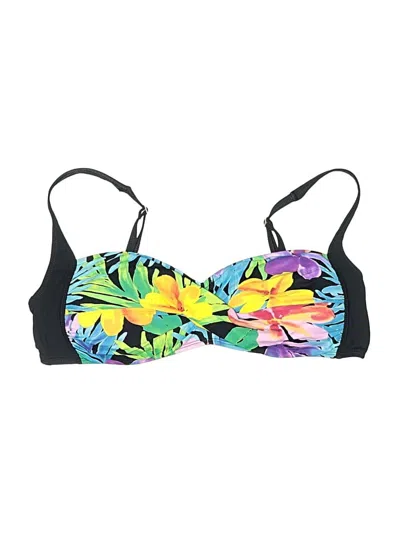 Pre-owned La Blanca Swimsuit Top Black Tropical Pattern Swimwear