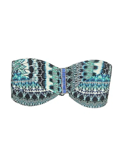 Pre-owned La Blanca Swimsuit Top Blue Print Pattern Swimwear