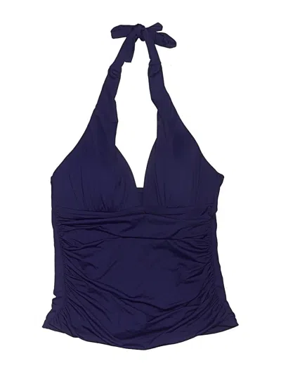 Pre-owned La Blanca Swimsuit Top Blue Solid Pattern Swimwear