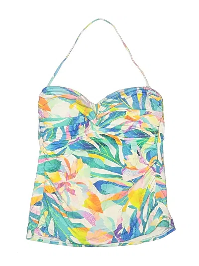 Pre-owned La Blanca Swimsuit Top Blue Tropical Pattern Swimwear