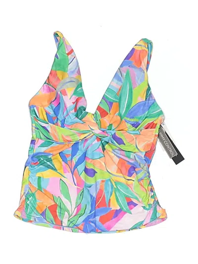 Pre-owned La Blanca Swimsuit Top Blue Tropical Pattern Swimwear