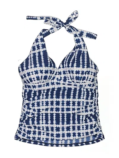 Pre-owned La Blanca Swimsuit Top Blue Tweed Pattern Swimwear