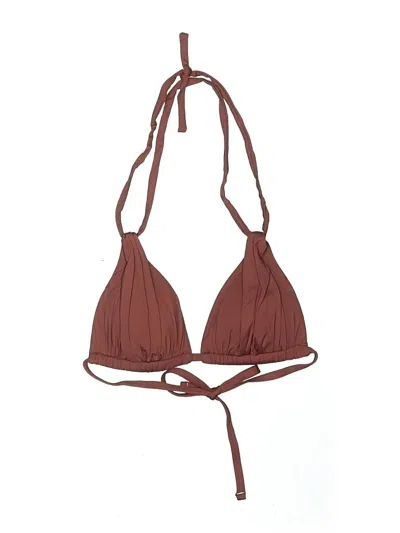 Pre-owned La Blanca Swimsuit Top Brown Solid Pattern Swimwear
