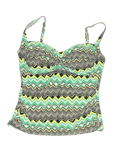 Pre-owned La Blanca Swimsuit Top Green Chevron/herringbone Pattern Swimwear