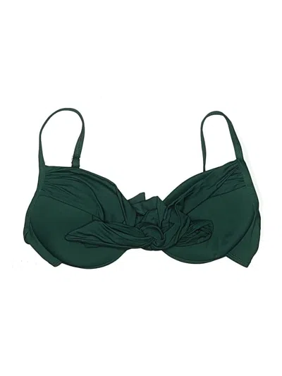 Pre-owned La Blanca Swimsuit Top Green Solid Pattern Swimwear