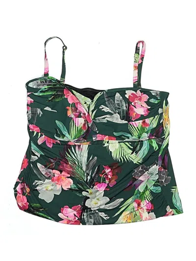 Pre-owned La Blanca Swimsuit Top Green Tropical Pattern Swimwear