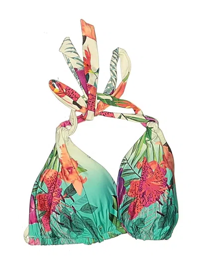 Pre-owned La Blanca Swimsuit Top Green Tropical Pattern Swimwear