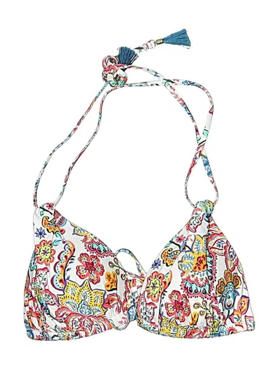 Pre-owned La Blanca Swimsuit Top White Paisley Pattern Swimwear