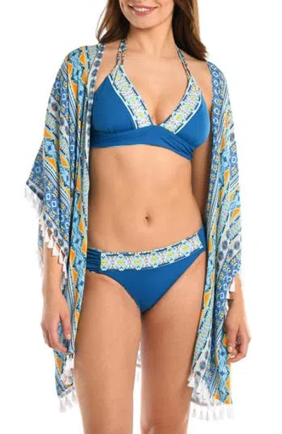 La Blanca Tassel Trim Cover-up In Ice Blue