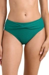 La Blanca Textured Tides Mid Rise Bikini Bottoms In Green