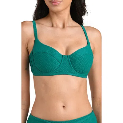 La Blanca Textured Tides Underwire Bikini Top In Green