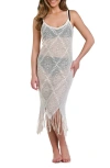 La Blanca Crochet The Day V-neck Midi Dress In Natural