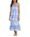 La Blanca Tidal Wave Tie Shoulder Maxi Dress Swim Cover-up In Blue