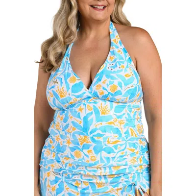 La Blanca Trinket Beyond Goddess Halter Tankini In Blue