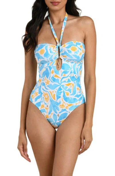 La Blanca Trinket Keyhole One-piece Swimsuit In Blue