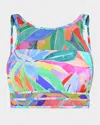 La Blanca Tropi-flage High-neck Midline Bikini Top In Multi