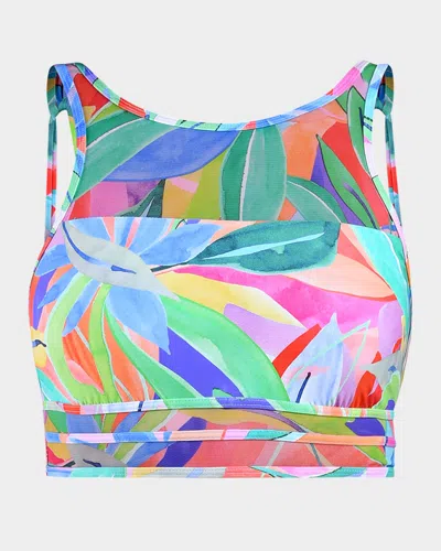 La Blanca Tropi-flage High-neck Midline Bikini Top In Multi