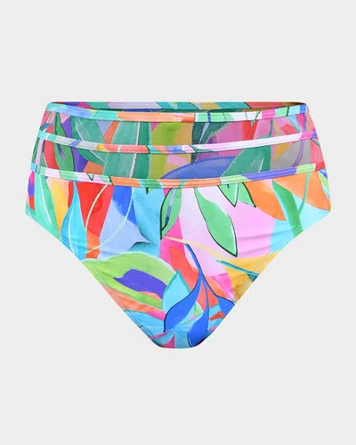 La Blanca Tropi-flage High-waist Bikini Bottoms In Multi