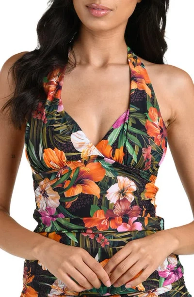 La Blanca Tropical Hideaway Halter Tankini In Multi