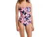La Blanca Twist Bandeau Tankini Top In Denim Bouquet Indigo In Multi