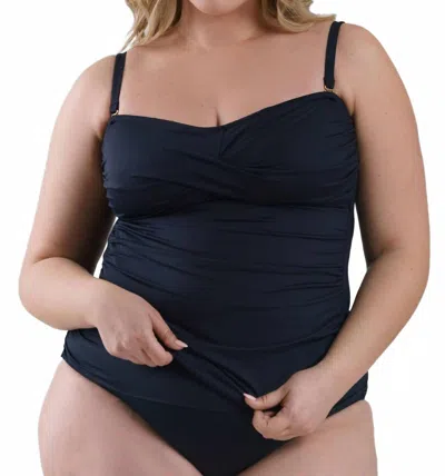 La Blanca Twist Bandini Top - Plus In Black In Blue