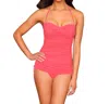 La Blanca Twist Front Bandeau Side Adjustable One Piece Swimsuit In Lab Guava In Pink