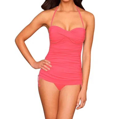 La Blanca Twist Front Bandeau Side Adjustable One Piece Swimsuit In Lab Guava In Pink