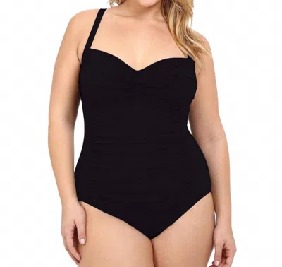 La Blanca Twist Front Sweetheart One Piece Swimsuit In Black