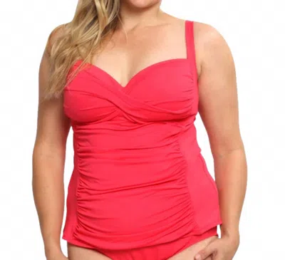 La Blanca Twist Front Tankini Top - Plus In Pink