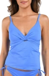 La Blanca Island Goddess Twist Front Tankini Top In Chambray