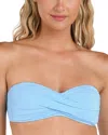 La Blanca Twisted Bandeau Bikini Top In Crystal Blue