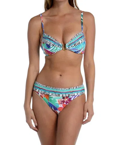 La Blanca Underwire Over-the-shoulder Bikini Top In Blue Multi