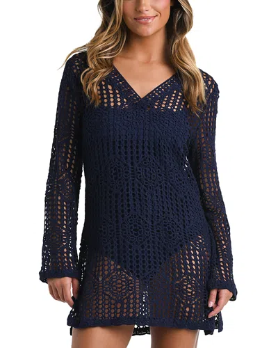 La Blanca Waverly Crochet Swim Cover Up Tunic In Purple