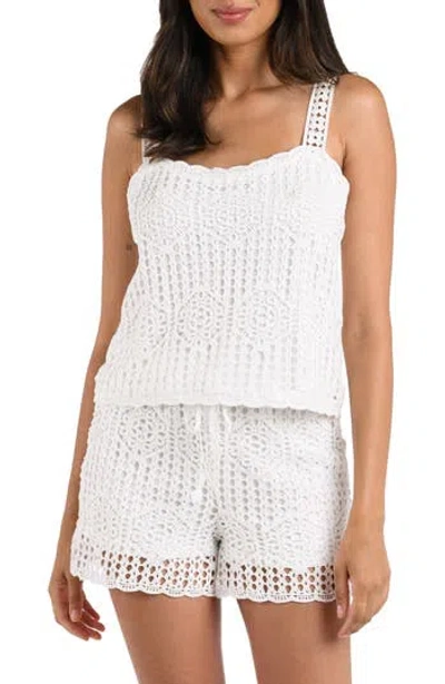 La Blanca Waverly Lace Overlay Cotton Cover-up Camisole In White