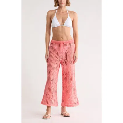 La Blanca Waverly Open Stitch Cotton Crop Cover-up Pants In Pink