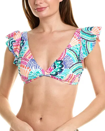La Blanca Waves Ruffle Arm Top In Multi