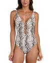La Blanca Wild Whispers Plunge Neck One Piece Swimsuit In Animal Print