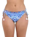 La Blanca Alboran Adjustable Loop Hipster Bikini Bottoms In Blue