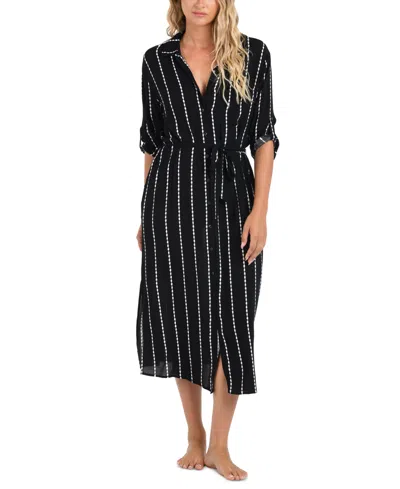 La Blanca City Lights Button Front Cover Up Dress In Black