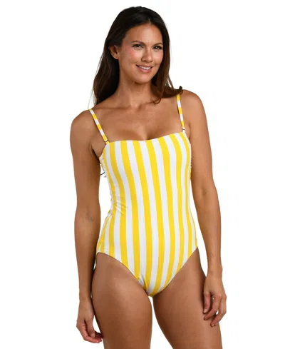 La Blanca Women's Coastal Club House Reversible Bandeau Neck One-piece Swimsuit In Yellow