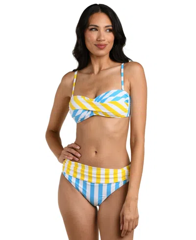 La Blanca Women's Coastal Club House Twist Front Bikini Top In Multi