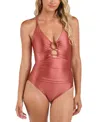 La Blanca Lace-up One-piece Swimsuit In Sienna Shine