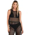 La Blanca Open-knit Crochet Tank Top In Black
