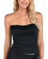 La Blanca Women's Island Goddess Ruffled Bandeau Tankini Top In Black