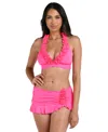 La Blanca Women's Island Goddess Ruffled Halter Bikini Top