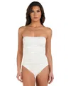 La Blanca Island Goddess Shirred Bandeau One Piece Swimsuit In Multi