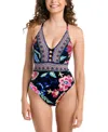 La Blanca Midnight Plunge One-piece Swimsuit In Black