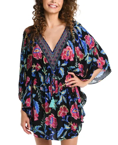 LA BLANCA WOMEN'S MIDNIGHT V-NECK CAFTAN SWIM COVER-UP