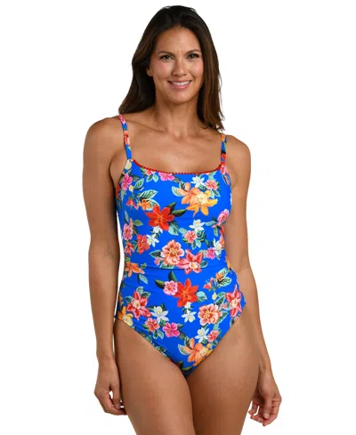 La Blanca Women's Modern Oasis Scoop Neck One-piece Swimsuit In Blue